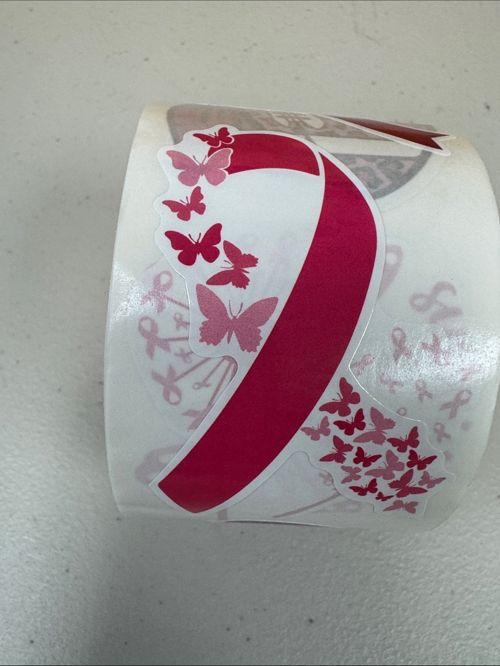 Breast Cancer Pink Assorted  Sticker roll Support Ribbon Design wear pink